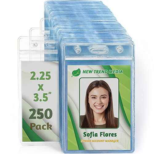 EcoEarth - Vertical Card Protector w/Soft Edge - Premium Tier Sealable 2.25x3.5 Inch, 250 Pack - Waterproof ID Badge Holder - Plastic Name Tag Holder Bulk