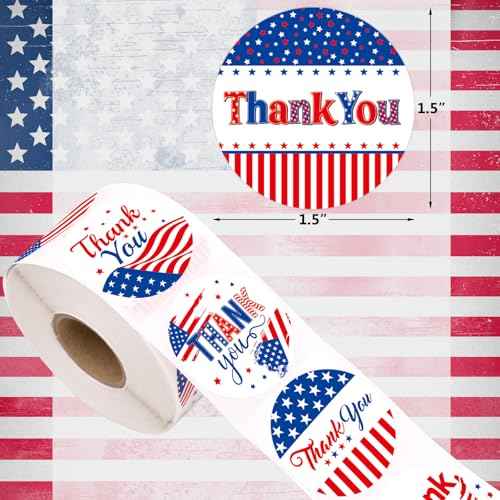 Fancy Land Veterans Day Stickers Patriotic Thank You Sticker Appreciation Veteran Thank You for Your Service Labels for Memorial Day Independence Day Decor Supplies 500Pcs