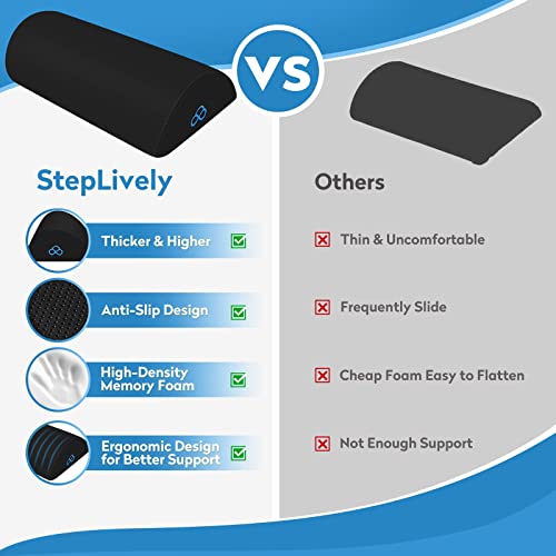 Foot Rest Ergonomic Pillow for Under Desk - Anti-Fatigue, Black, 17 Inch (Standard) by StepLively