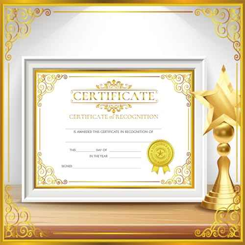 Yeaqee 200 Pcs Certificate of Recognition Certificate Paper with Gold Sticker Seals Pre Printed Award for Graduation Diploma Achievements Students Teachers Employees Gift, 8.7 x 11 Inch
