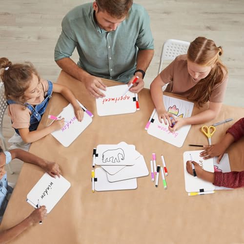 48 Sets Small Whiteboard Dry Erase Boards 5" x7'' Mini Double Sided Dry Erase Lap Boards with Markers Erasers Pen Holders Personal Whiteboards for Students Classroom Teacher