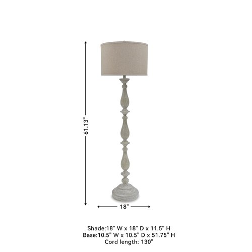 Signature Design by Ashley Bernadate Cottage 61" Candlestick Design Floor Lamp, Whitewash