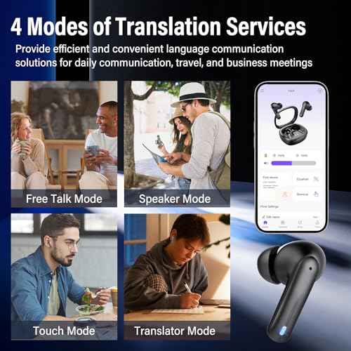 AI Language Translation Earbuds, 3-in-1 Translation Earbuds Real Time with 4 Translation Modes,135 Language Bluetooth 5.4 Translator Ear Buds,45H, IP7, Earbud Device for Travel/Business/Leaning, Black