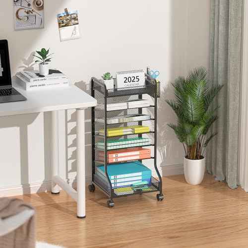 samstar Rolling File Cart,Under Desk Organizer, File Organizer beside Desk, Binder Paper Letter Storage with Wheels,for Office Supplies & Classroom Organization