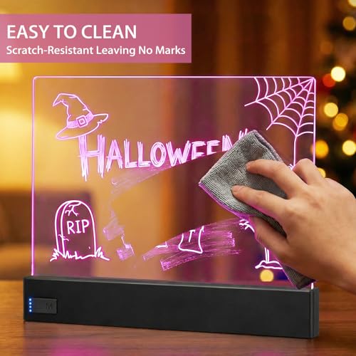 Fashlits 16-Inch LED Note Board with 8 Dry Erase Markers & Variation Black+8 Light Effects