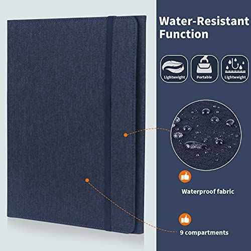 Trifold Planner Cover for Rocketbook Smart Notebook | Fits Letter Size/A4/8.5x11 Inch | Waterproof Portfolio Organizer with File Storage & Accessory Protection (Blue)