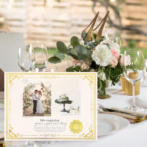 Prudiut 100 Sheets Certificate Paper with 100 Gold Seals – 8.5 x 11" Printable Awards, 180g 4.5cm Seal