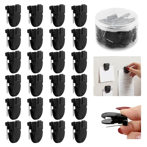 Black 24pcs Cubicle Wall Clips for Bulletin Boards & Fabric Displays
