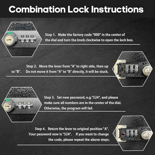 YIYITOOLS Fireproof Lock Box for Documents, Fire Resistant Safe Fire Safe Box with Dual Combination and Key Lock Document Box with Carrying Handle for Personal Items Jewelry Money, Black