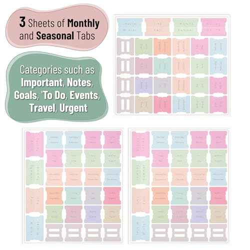 Mr. Pen- Monthly and Seasonal Tabs, 84 pcs, Colorful, Month Tabs for Planners, Journals, and Notebooks