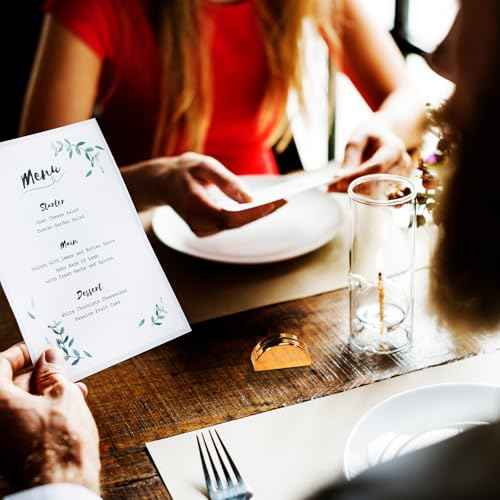 Vicenpal 40 Pcs Gold Table Number Holders Wedding Acrylic Card Place Holders with Card Slot Table Sign Display Stands for Photo Menu Office Meeting Restaurant Wedding Party Events (Semicircular)