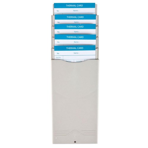 Flexzion Time Card Holder Wall Mount Rack 5 Pocket Slots Expandable Stacking Compatible with 7" inch Cards Pyramid Series 2000 6000 Attendance Payroll Recorder for Office Punch In Clock Out (Beige)