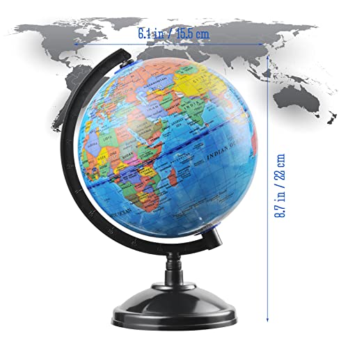 VAP 6 Inch Interactive World Globe for Kids & Students – Educational Earth Globe with Stand