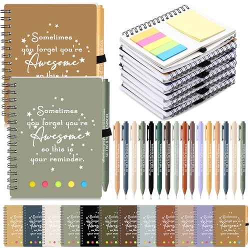 Employee Christmas Gifts Bulk for Rad Tech Perioperative Nurse Practitioner Team Staff Thank You Gifts A6 Spiral Planner Ballpoint Pen Sticky Note for Office Coworker Adult(Bright Color)