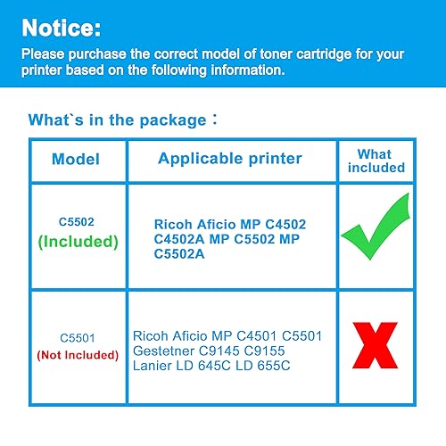 LCL Compatible Toner Cartridge Replacement for Ricoh 841680 841752 MP C4502 C5502 C5502A (1-Pack Yellow)