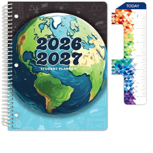 Global Datebooks 2026-2027 Elementary Student Planner 8.5x11 Earth Edition with Ruler & Stickers
