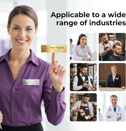 Custom Engraved Name Tag Identification Badge with Logo – Logo & Text