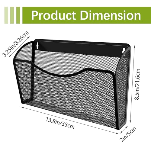 EasyPAG Black Wall File Organizer, Metal Mesh Hanging Letter & A4 Folder Holder