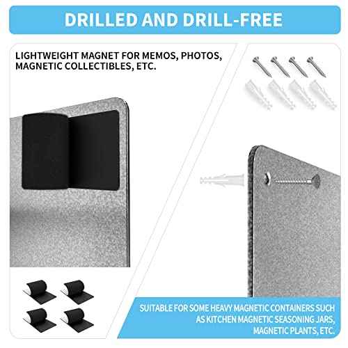 17.7" x 11.8" Metal Magnetic Board - Magnet Bulletin Board to Display Magnetic Letters Numbers Animal, Poetry, Spice Jars, Notes, Photos, Suitable for Wall, Refrigerator, Cubicle, Cabinet