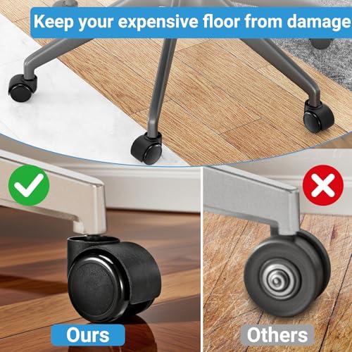 2-Inch Office Chair Casters Wheels Replacement with 11mm Stem – 5 Pack