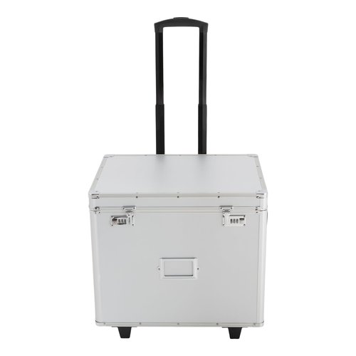 Pinelicorn Portable File Storage Box with Handle -19.2" x 15" x 16" Portable Locking Storage Box for Filing Letters & Documents, Mobile Lock Box with Combination Lock (Silver)