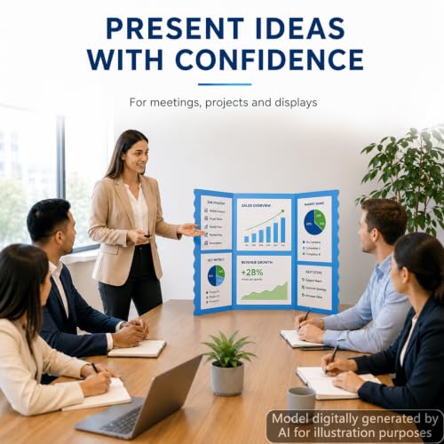 Colorful 6 Pack 24x16 Inch Tri-Fold Poster Boards for Presentations and Displays