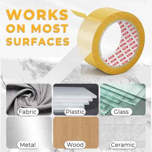 SWRT Double Sided Fabric Tape 1" x 33FT ? Heavy Duty, Clear, No Residue, Strong Adhesion for Carpet, Crafts, Clothing, Outdoor & Indoor Use
