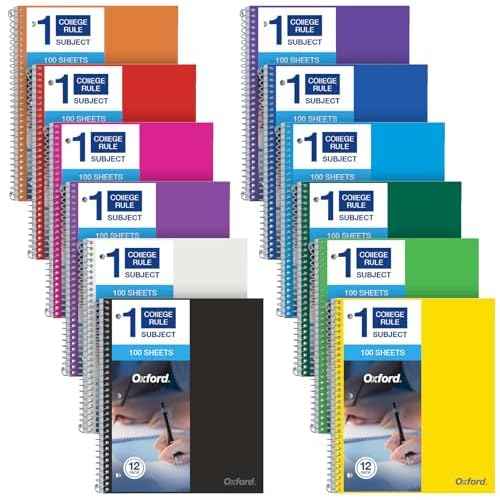 Oxford Spiral Notebook 8.5 X 11, Water Resistant Cover, 100 Sheets, College Ruled, 1 Subject - Pack of 12