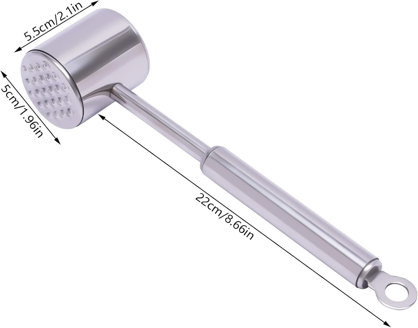Skiennix Meat Tenderizer Hammer - Heavy-Duty Stainless Steel Mallet for Steak & Poultry | Dual-Sided Design