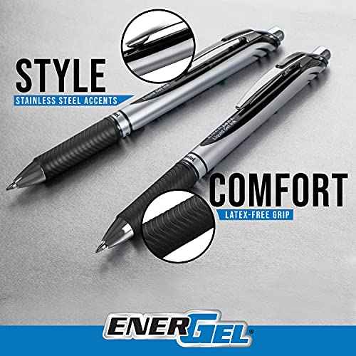 Pentel EnerGel RTX Retractable Liquid Gel Pen, 0.7mm, Note-Taking Hue, Navy, Blue, and Sky Blue Ink, Pack of 3 Pens (BL77LBNBP3M)