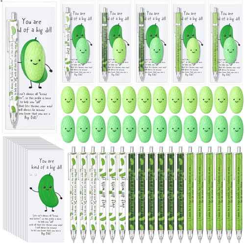 TecUnite 60 Sets Pickle Gifts Bulk Christmas Employee Appreciation Team Inspirational Pickle Pen Stress Ball Awesome Motivational Card Rad Tech Week OR Nurse Practitioner Gifts
