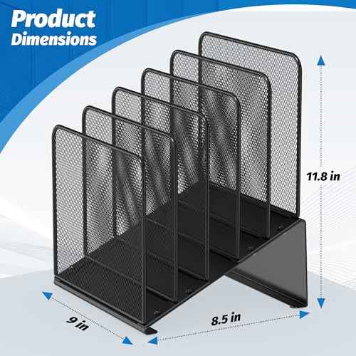 2 Pack Inclined 5-Section Desk File Organizer, Vertical File Folder Holder File Sorter Desktop Organization for Office Classroom