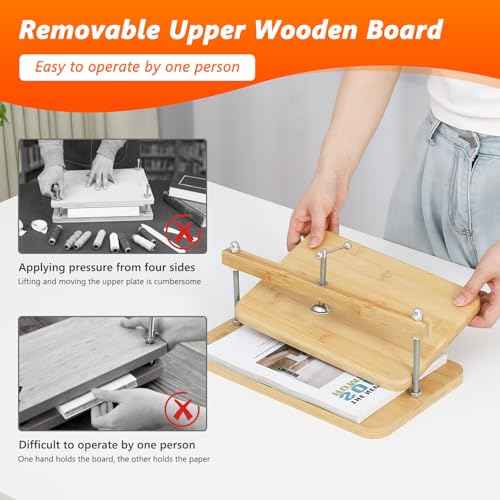 JFNoraiva Book Binding Kits, Bamboo Wood Book Press Suitable for Thin Books, 11 * 7.9 in Bookbinding Press for DIY Bookbinding, Books Repair, Handmade Crafts