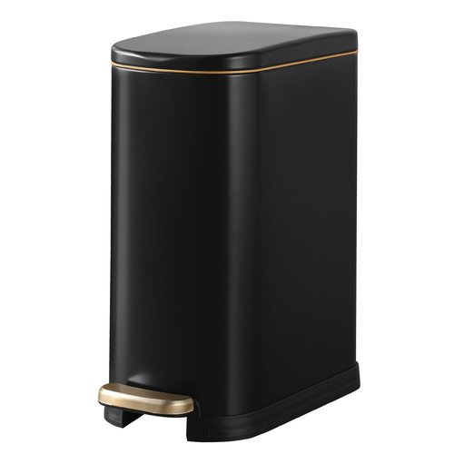 SYNCVIBE Bathroom Trash Can with Soft-Close Lid 3.5 Gallon Stainless Steel Garbage Can with Removable Inner Bucket Slim Trash Bins for Bedroom, Office (Matte Black)