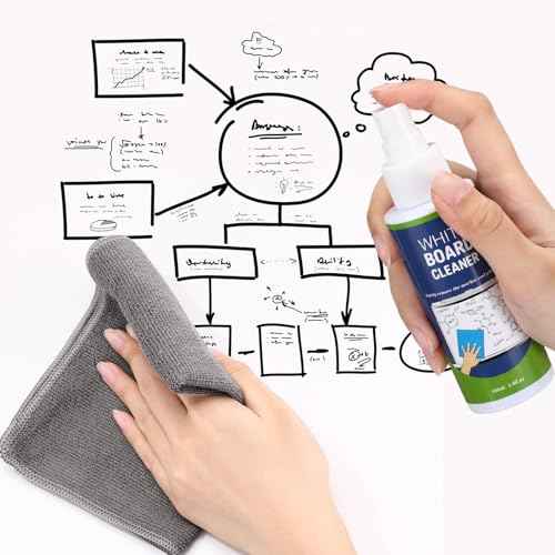 Loopeer 24 Pack Whiteboard Cleaner Spray 3. 4 oz Dry Erase Board Cleaner with Cloths Non Toxic Dry Erase Cleanning Removes Stubborn Marks from Whiteboards