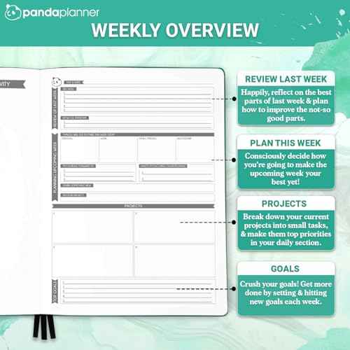 Panda Planner 2025-2026 Undated Weekly Planner, To Do List Notebook with Habit Tracker, 8¡± x 11¡±, 53 Weeks, Daily Weekly Monthly Overview for Home, School, Office, Turquoise