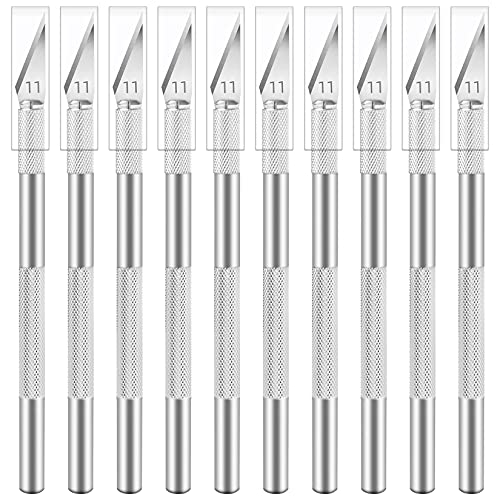 Silver 10 Pack Exacto Hobby Craft Knives for Carving & Cutting