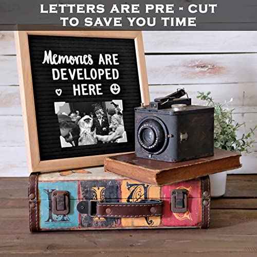 Wooden Felt Letter Board Precut, Wifi Sign, Changeable Baby Announcement Board w/Pre-Cut Letters Numbers Symbols 10x10 Inch