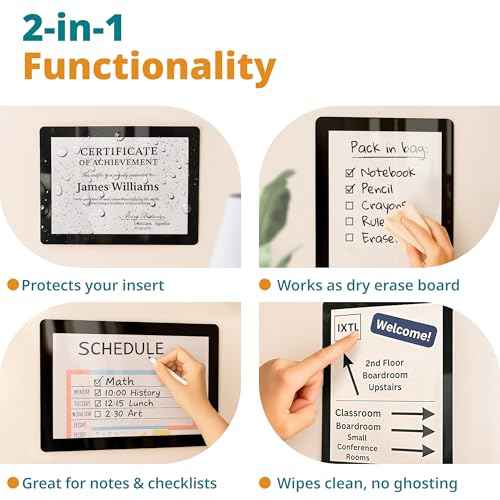 8.5 x 11 Adhesive Wall Frames - Peel & Stick Picture Frames, Wall Sign Holder, Paper Protector Sheets, Certificate Holders, Reusable Picture Frame, Dry Erase, Non Magnetic - White, Pack of 5