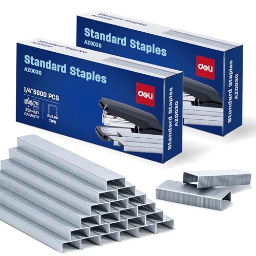 Deli Staples 1/4 Inch Length, 10,000 Staples in 2 Boxes of 5,000 - Compatible with Most Staplers