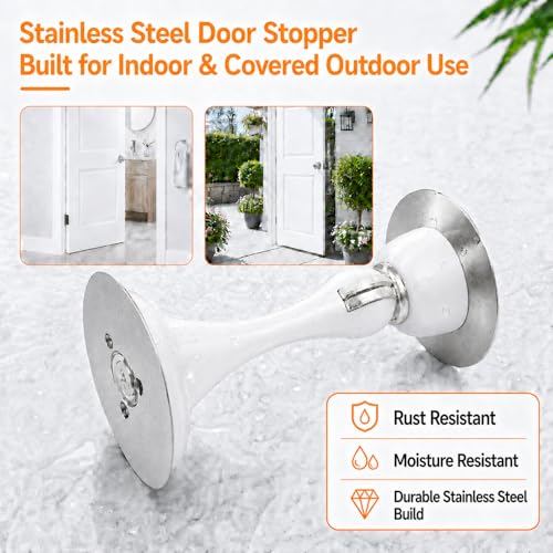 YDAJIURI Magnetic Door Stop - No Drilling, 3D Adhesive Tape, White, 1 Pack