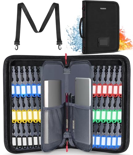 PEKREWS Black Fireproof Waterproof Key Organizer Case for 54 Keys