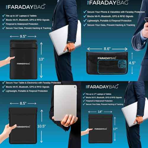 4 Pack ? Fireproof and Waterproof Large Faraday Bags for Phones, Key Fob, Cash, Laptop & RFID Blocking Pouch Set