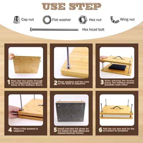 HAOPENGYOU 14.7"x11.4" Large Bamboo Book Press & Bookbinding Kit with Bone Folder, Awl, Needles - Complete DIY Book Repair Craft Set