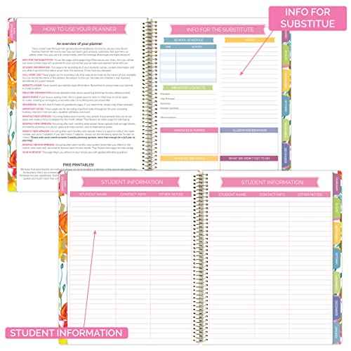bloom daily planners New Undated Academic Year Teacher Planner & Calendar with Frosted Protective Cover - 7 Period Lesson Plan Organizer Book (9" x 11") - Teacher with a Plan