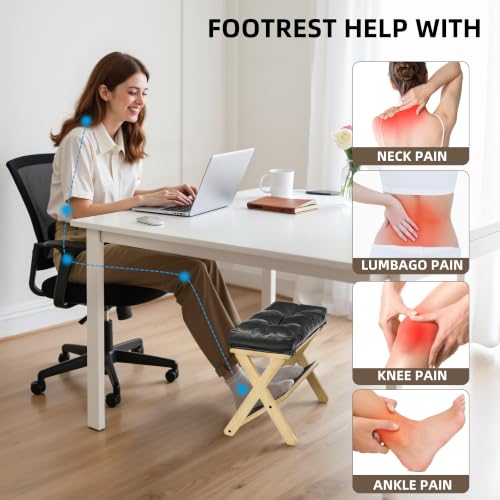 Homelystbo Natural Wood Double Step Under-Desk Foot Rest – Solid Wood Foot Stool