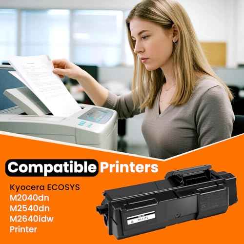 TK1172 TK 1172 TK-1172 Black Toner Cartridge,7200 Pages High Yield,with Upgraded Chip,1T02Y80UX0 Compatible with Kyocera ECOSYS M2040dn M2540dn M2640idw Printer(2-Pack)