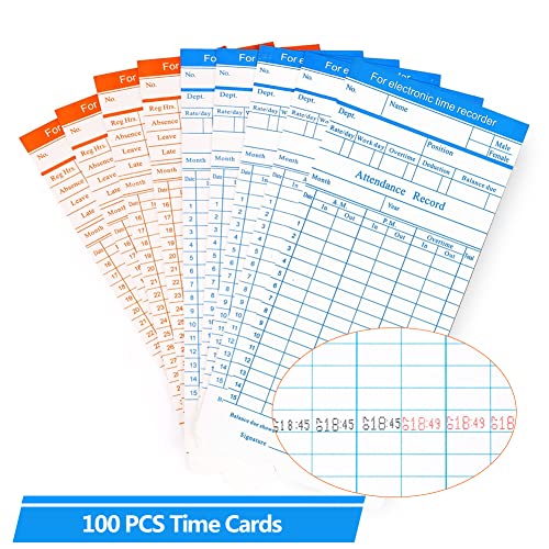 TooCust 100-Piece Monthly Employee Time Cards - 2-Sided, Blue/Orange, 7-3/8 x 3-3/8 Inch, Includes Variation of THIS listing