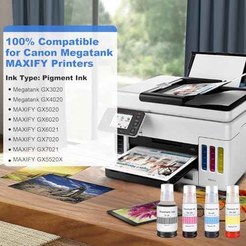 Pigment GI-26 GX7021 GX6021 Ink Refill Bottle Replacement for Canon GI-26 GI26 MegaTank Ink Set Used for Canon MAXIFY GX6020 GX7020 GX3020 GX4020 GX5020 GX5520X MegaTank GX5120 GX6120 GX7120 Printer