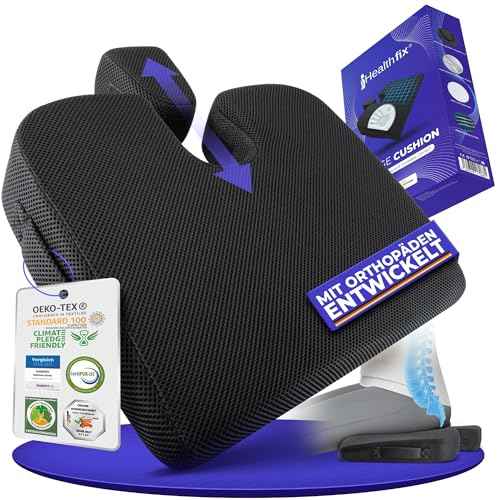 Healthfix¢ç Wedge Seat Cushion - Orthopedic Memory Foam Seat Wedge for Office Chairs, Posture Support, Pressure Relief for Back/HIPS/Tailbone - Medium (130-200 lbs)